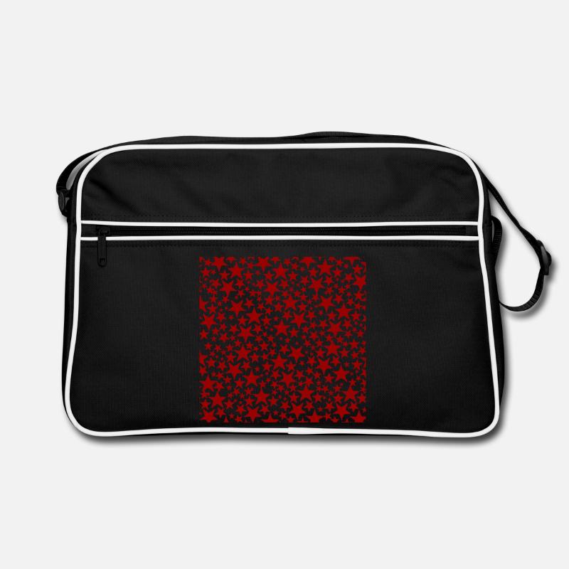 Red star pattern on black background Retro Bag