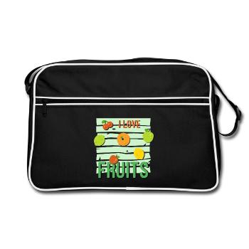 I love Fruits - Retro Tasche - Schwarz/Weiß - Vorne