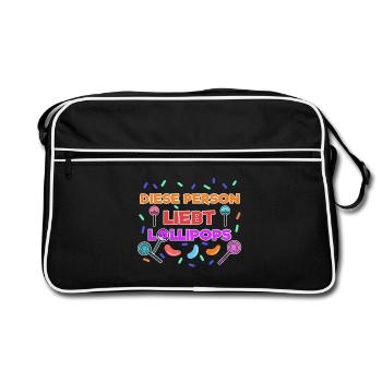 Naschkatzen Bonbon Statement Süßigkeiten Naschen - Retro Tasche - Schwarz/Weiß - Vorne