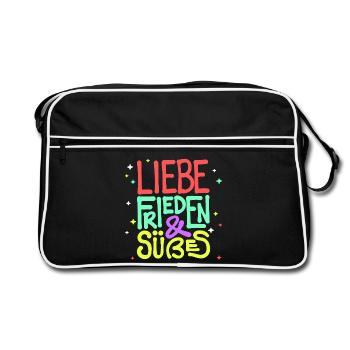 Naschen Lecker Naschkatzen Süßigkeiten Statement - Retro Tasche - Schwarz/Weiß - Vorne