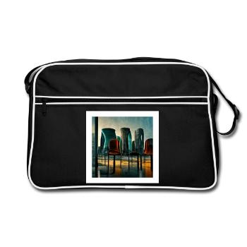 scène urbaine futuriste - affiche - Sac Retro - noir/blanc - Devant