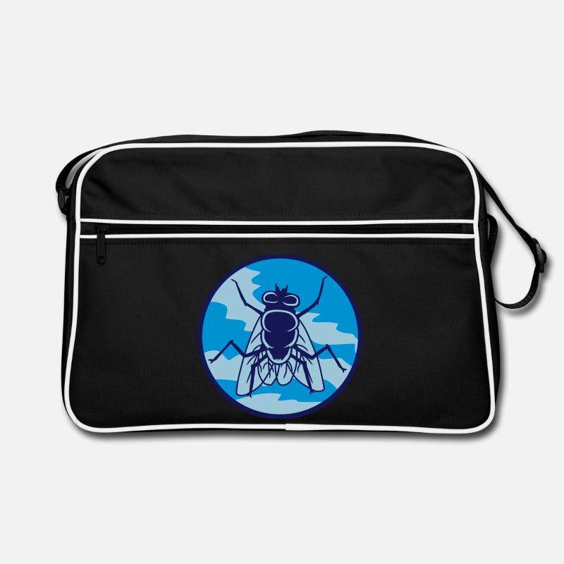 Kreis Stubenfliege kleine Hausfliege - Retro Tasche - Schwarz/Weiß