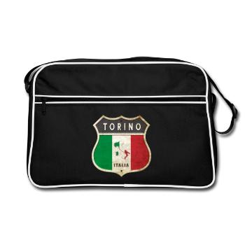 Turin Italie Armoiries Drapeaux Design - Sac Retro - noir/blanc - Devant