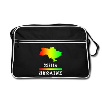 Odessa Ukraine Regenbogen Design - Retro Tasche - Schwarz/Weiß - Vorne