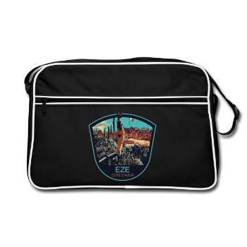 Illustration originale village d'Èze, Côte d'Azur - Sac Retro - noir/blanc - Devant