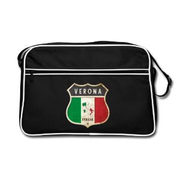 Vérone Italie Armoiries Drapeaux Design - Sac Retro - noir/blanc - Devant
