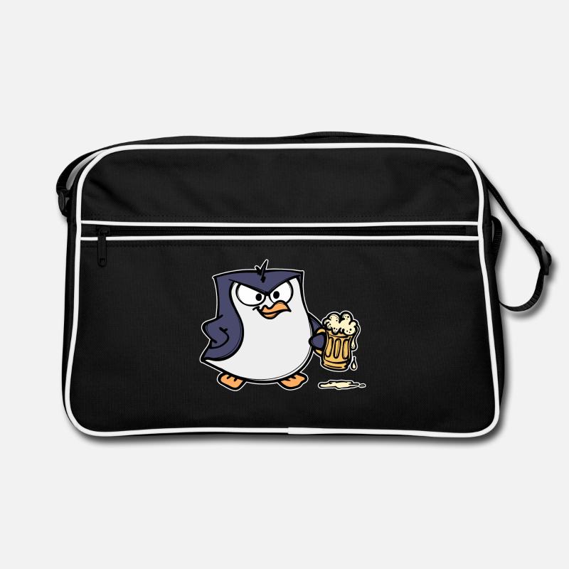Lustig Pinguin Vogel Zoo Tier Seevogel Bier Retro Tasche