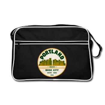 Portland Rose City Vintage Badge - Retro Bag - black/white - Front