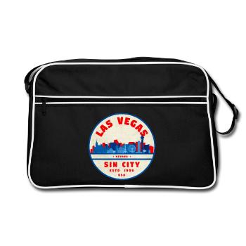 Sin City Skyline Vintage Kreislogo - Retro Tasche - Schwarz/Weiß - Vorne