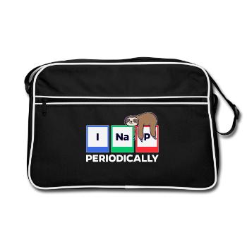 Schlafen Tier Humorvoll Statement Faultier Urwald - Retro Tasche - Schwarz/Weiß - Vorne