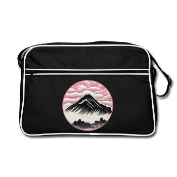 Paysage Japonais | Montagne, ciel et forêt - Sac Retro - noir/blanc - Devant