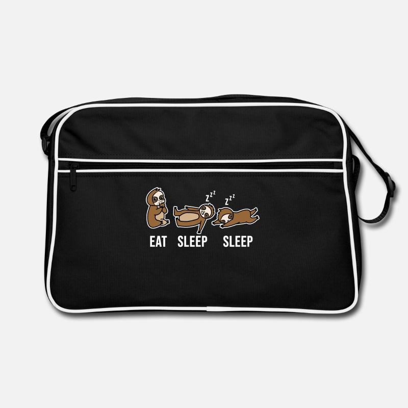 Relax Schlafen Faultier Spruch Dschungel Säugetier - Retro Tasche - Schwarz/Weiß
