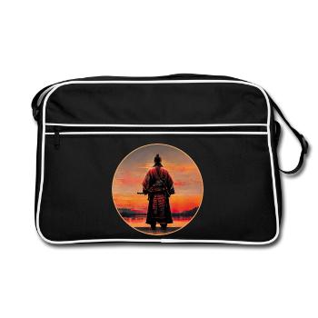 Samurai-Krieger - Retro Tasche - Schwarz/Weiß - Vorne