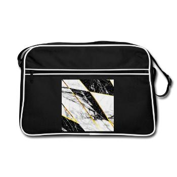 Marble Black White Gold Mosaic Geometric - Retro Bag - black/white - Front