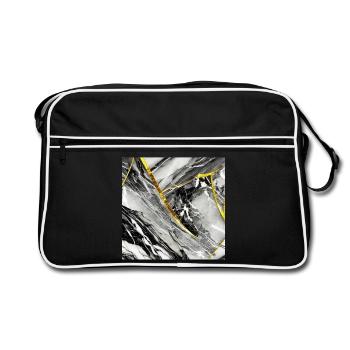 Marble Black Gold Natural Stone - Retro Bag - black/white - Front