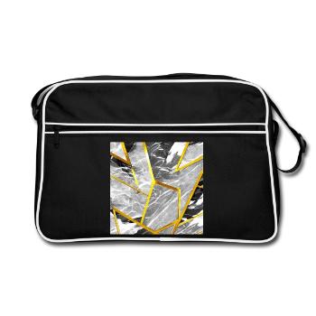 Marble Black and White Gold Texture - Retro Bag - black/white - Front