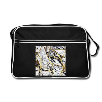 Marble Black White Gold Texture - Retro Bag - black/white - Front