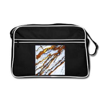 white marble meets gold - Retro Bag - black/white - Front