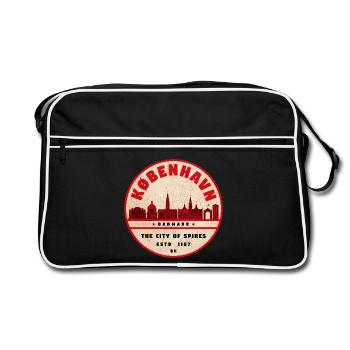 Sceau vintage de la Skyline de Copenhague - Sac Retro - noir/blanc - Devant