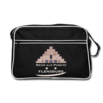 Flensburg Nordertor - Mehr als Punkte - Retro Tasche - Schwarz/Weiß - Vorne