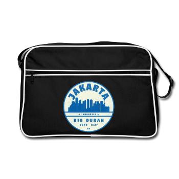 Jakarta Skyline Round Logo Blue White - Retro Bag - black/white - Front