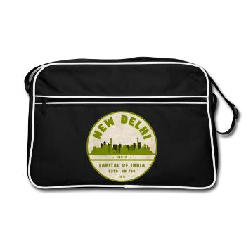 New Delhi Skyline Vintage Seal - Retro Bag - black/white - Front