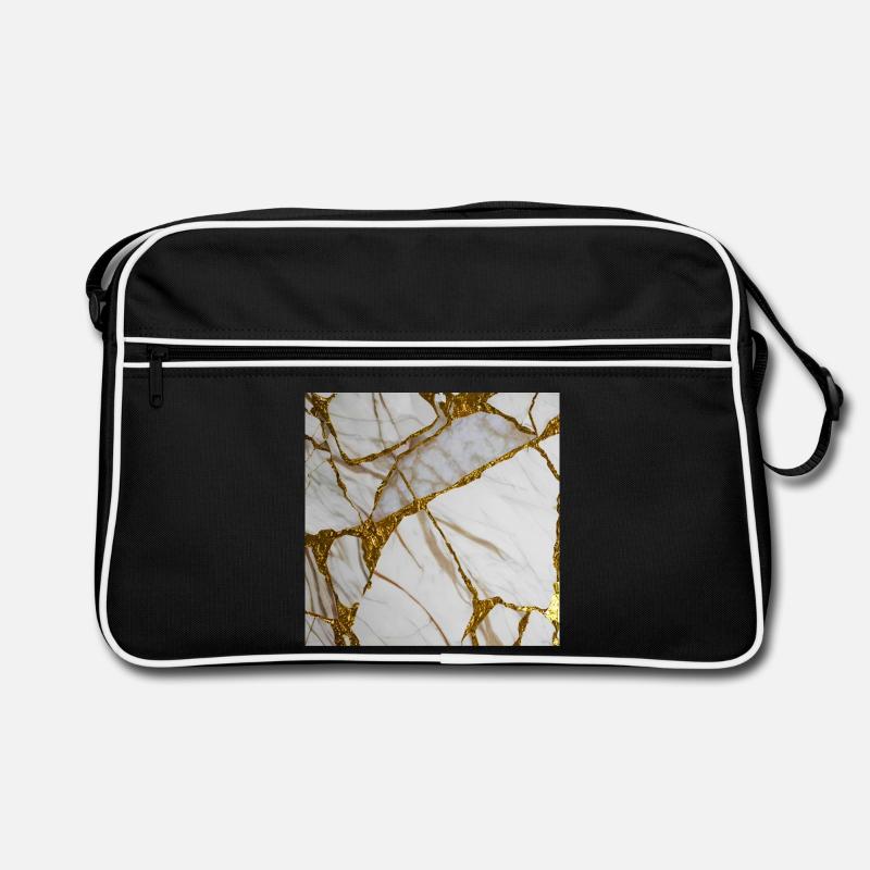 Texture de pierre de marbre marbré blanc-or Sac Retro