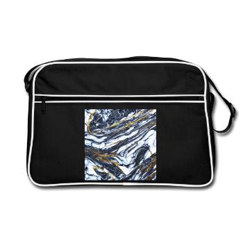 Marble meets gold Marble gold texture - Retro Bag - black/white - Front