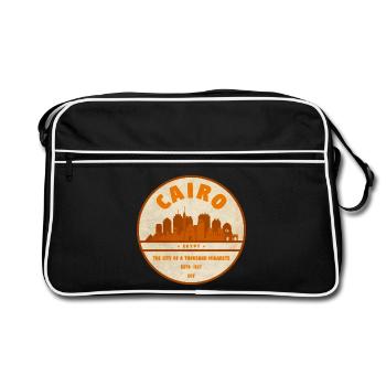 Emblème de silhouette rétro de la ville du Caire - Sac Retro - noir/blanc - Devant