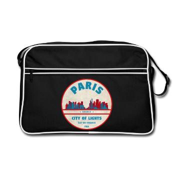 Pariser Stadtlichter Retro Abzeichen - Retro Tasche - Schwarz/Weiß - Vorne