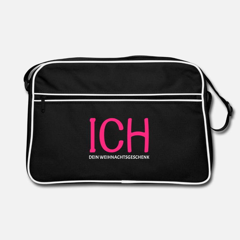 Ich Dein Weihnachtsgeschenk - Retro Tasche - Schwarz/Weiß