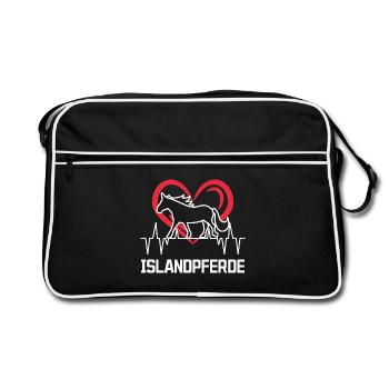 Cœur Chevaux Chevaux Islandais Cheval Amour Dicton - Sac Retro - noir/blanc - Devant