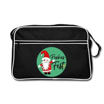 Frohes Fest - Retro Tasche - Schwarz/Weiß - Vorne