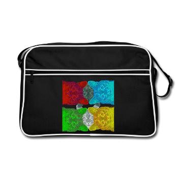Colourful Cats (Pop Art) designed by HeiArts - Retro Bag - black/white - Front