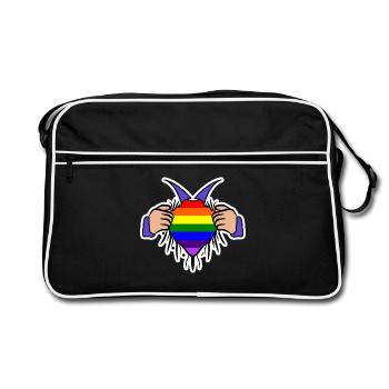 Rechte Homosexueller Lgbt Herz Regenbogen Toleranz - Retro Tasche - Schwarz/Weiß - Vorne