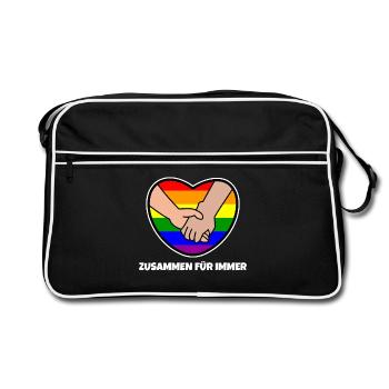 Sexuality Rainbow Lgbt Statement Heart Love - Retro Bag - black/white - Front