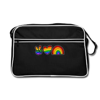 Sexuality Lgbt Heart Love Rainbow Bisexual - Retro Bag - black/white - Front