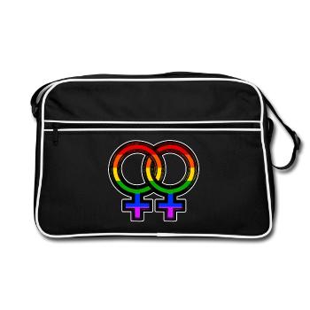 Gleichgeschlechtliche Ehe Lgbt Regenbogen Stolz - Retro Tasche - Schwarz/Weiß - Vorne