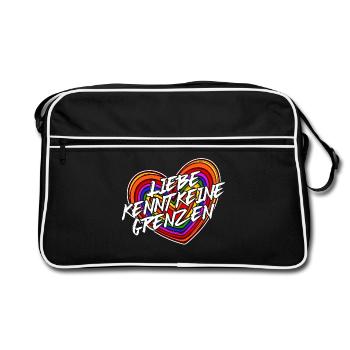 Lgbt Liebe Statement Beziehung Herz Regenbogen - Retro Tasche - Schwarz/Weiß - Vorne