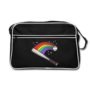 Lgbt Parade Homo Regenbogenfahne Schwul Lesbisch - Retro Tasche - Schwarz/Weiß - Vorne