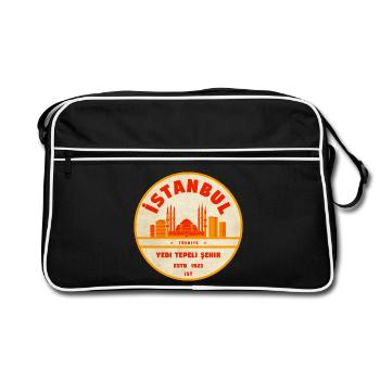 Emblème rétro Istanbul Skyline - Sac Retro - noir/blanc - Devant
