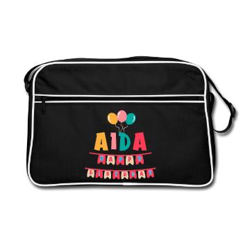 Aida T-Shirt Happy Birthday Happy Birthday - Retro Tasche - Schwarz/Weiß - Vorne