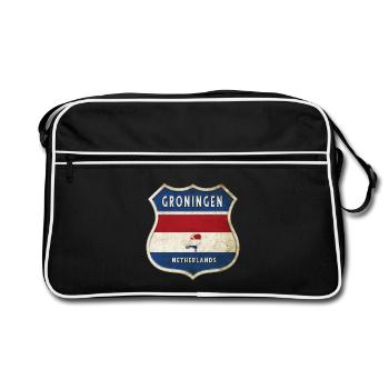Design des armoiries de Groningen, Pays-Bas - Sac Retro - noir/blanc - Devant