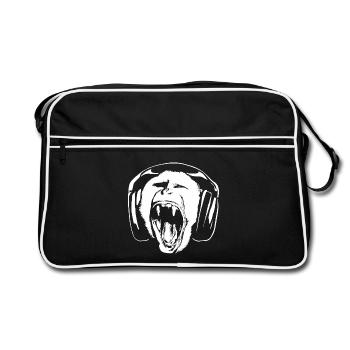 Singe écoutant de la musique au casque - Sac Retro - noir/blanc - Devant