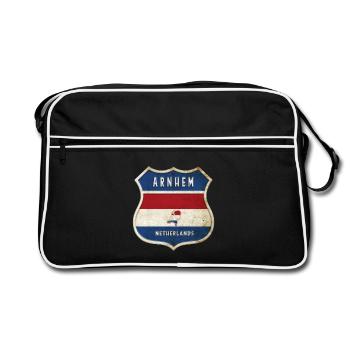 Design des armoiries d'Arnhem, Pays-Bas - Sac Retro - noir/blanc - Devant