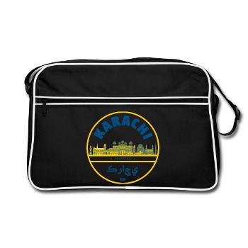 Emblème de la silhouette de Karachi Pakistan - Sac Retro - noir/blanc - Devant