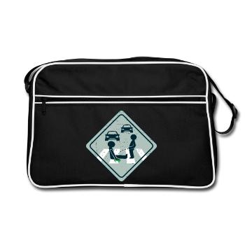 Climate activist road gluing - Retro Bag - black/white - Front