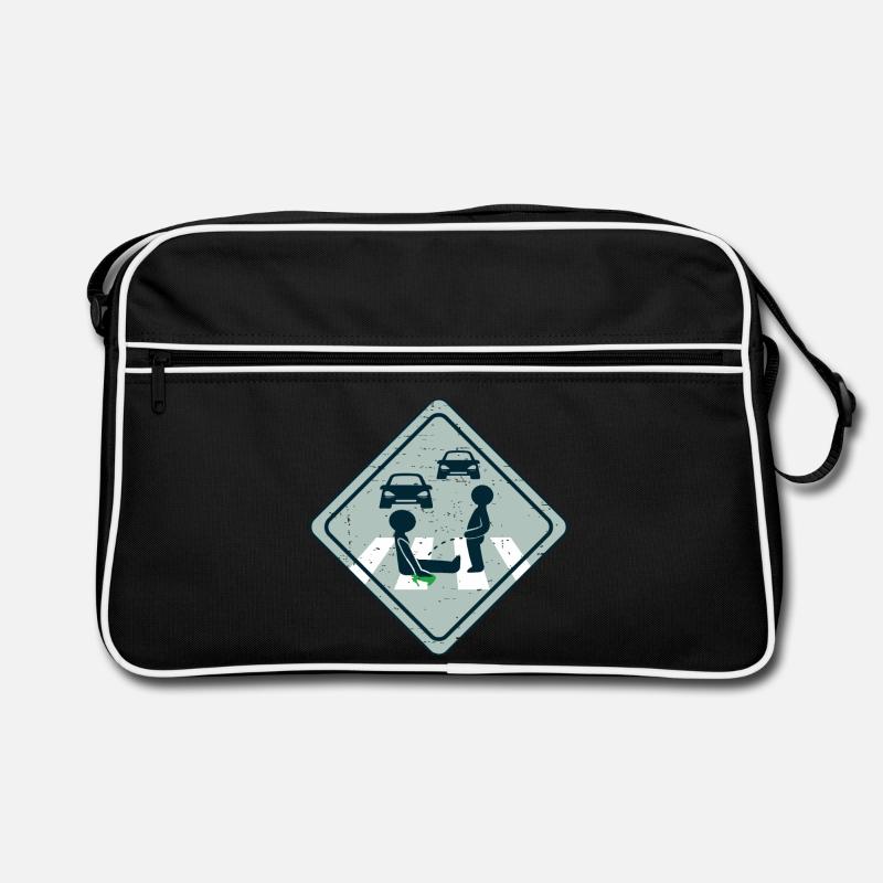 Klimaaktivist Straßen Kleben - Retro Tasche - Schwarz/Weiß