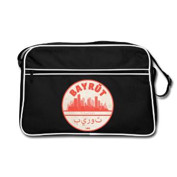 Beirut Skyline Round Logo Red - Retro Bag - black/white - Front