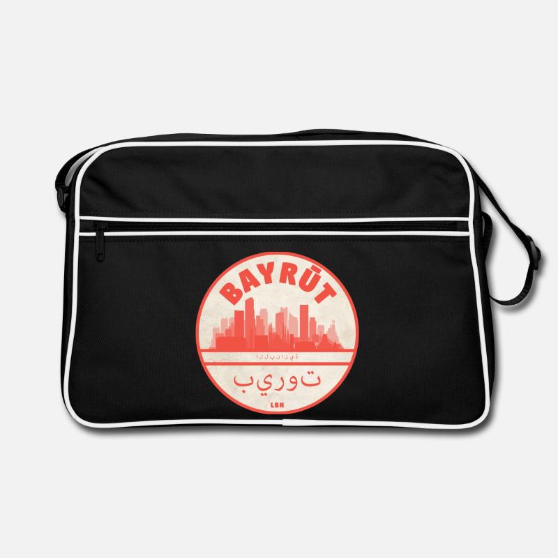 Beirut Skyline Rundlogo Rot Retro Tasche